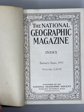 Load image into Gallery viewer, 1935 National Geographic Magazine Albrecht Bound Vol 67 Jan.-June Index Globe